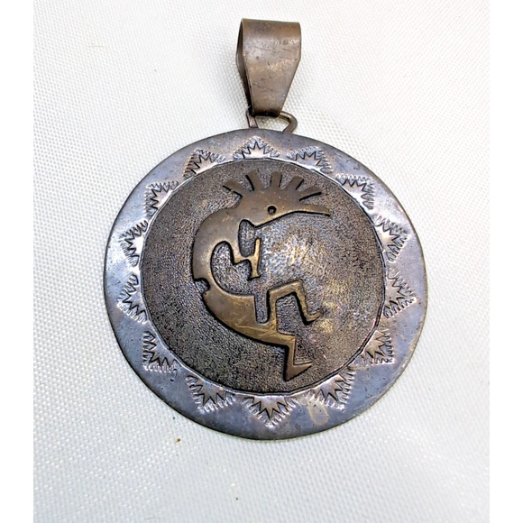 Jewelry - Vintage Sterling Silver Mixed Metal Kokopelli Pendant Marked 'E R'